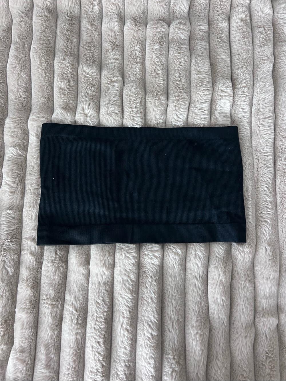 aerie Black Ribbed Bandeau Top
